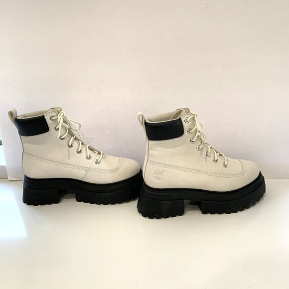 Timberland Sky 6 Inch Lace Up Boots Leather Combat Booties White Size 7 NEW - Picture 6 of 8